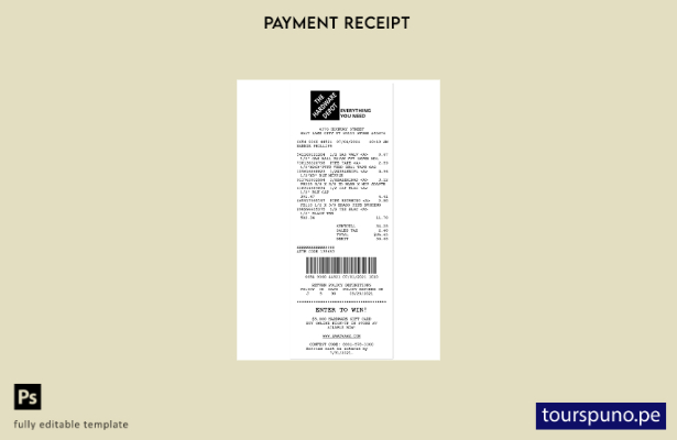 listo para imprimir la plantilla de recibo de Hardware Depot