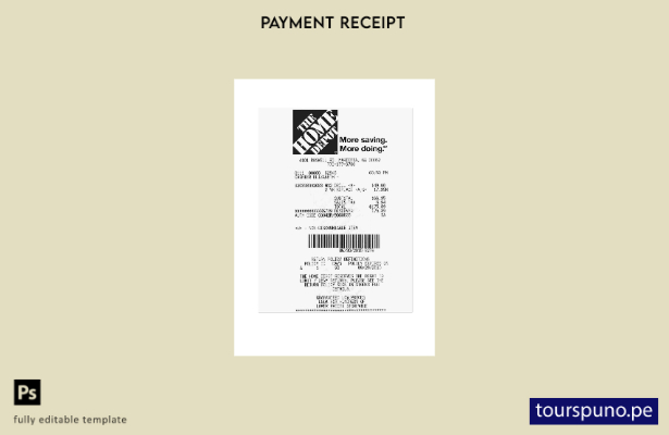 listo para imprimir la plantilla de recibo de pago de Home Depot