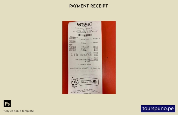 listo para imprimir plantilla de recibo de pago de Target Corporation