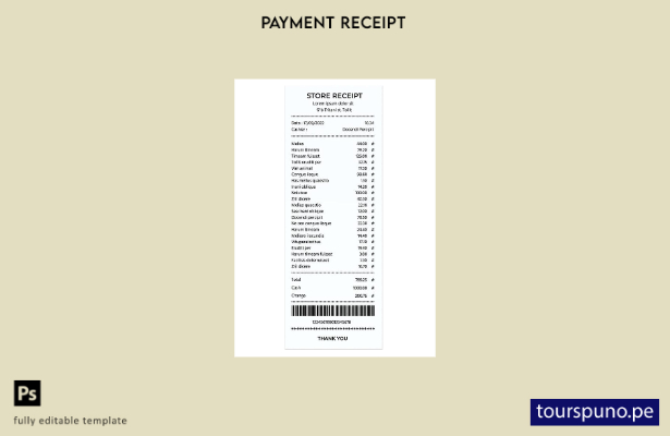 plantilla de plantilla de recibo de tienda lista para imprimir