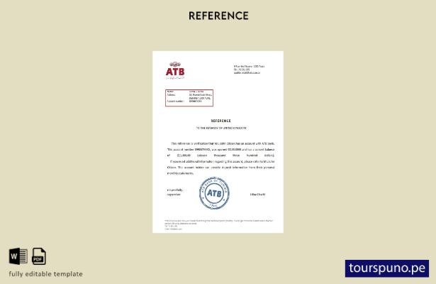 Plantilla de referencia ATB de Túnez lista para imprimir