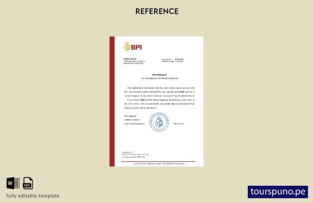 Plantilla de referencia BPI de Filipinas lista para imprimir