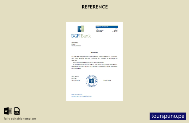 Plantilla de referencia Bonapriso de Camerún BGFI Bank lista para imprimir