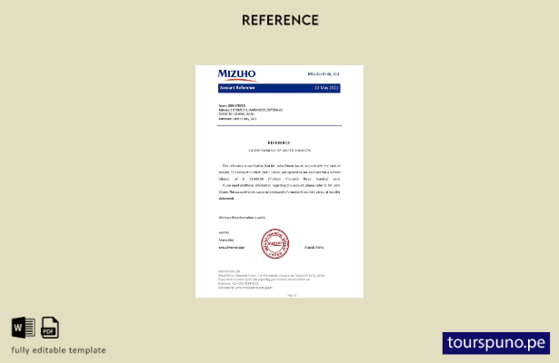 Plantilla de referencia Mizuho de Japón lista para imprimir