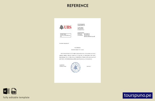 Plantilla de referencia UBS de Suiza lista para imprimir