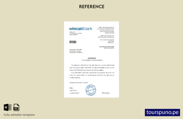 Plantilla de referencia de Alemania Wirecard lista para imprimir