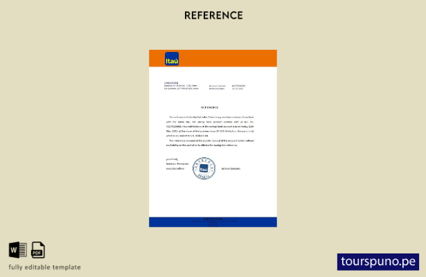 Plantilla de referencia de Brasil Itaú lista para imprimir