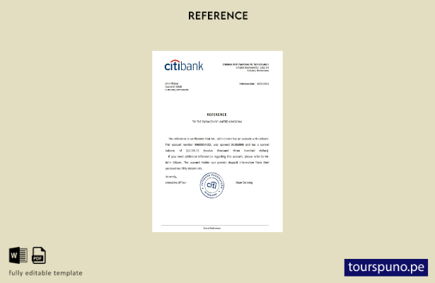 Plantilla de referencia de Citibank de Países Bajos lista para imprimir