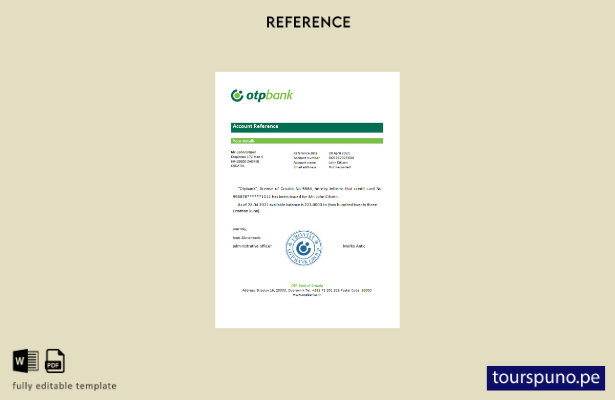 Plantilla de referencia de Croacia Otpbank lista para imprimir