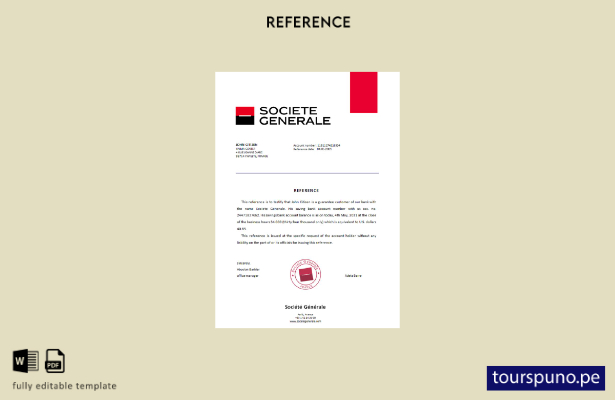 Plantilla de referencia de France Société Générale lista para imprimir