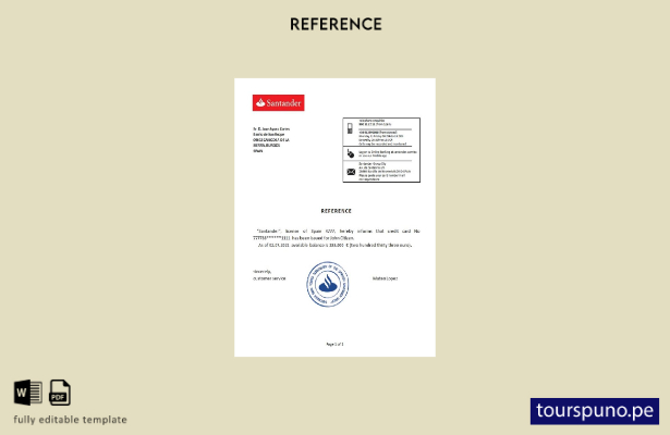 Plantilla de referencia de Santander España lista para imprimir