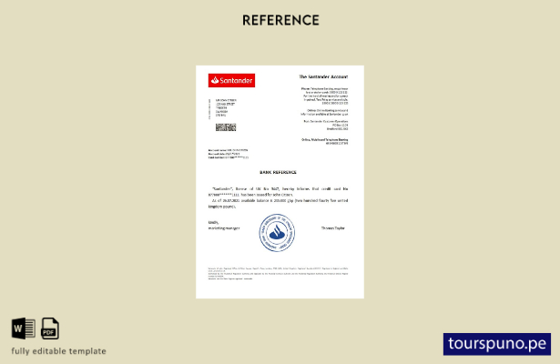 Plantilla de referencia de Santander Reino Unido lista para imprimir