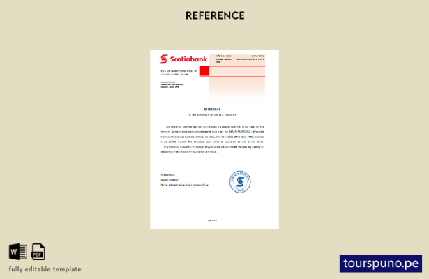 Plantilla de referencia de Scotiabank de Canadá lista para imprimir