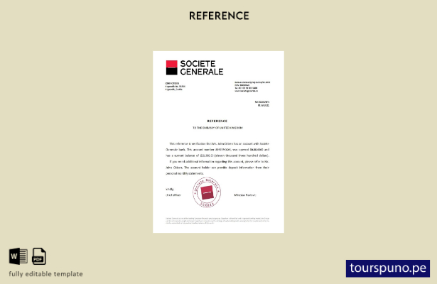 Plantilla de referencia de Serbia Societe Generale lista para imprimir