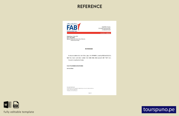 Plantilla de referencia de cierre de FAB de los EAU lista para imprimir