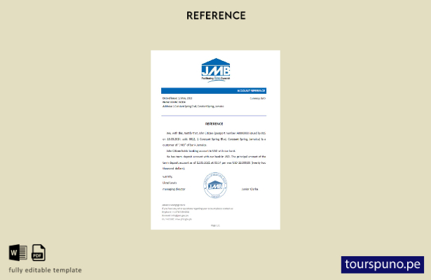 Plantilla de referencia de hipoteca de Jamaica lista para imprimir