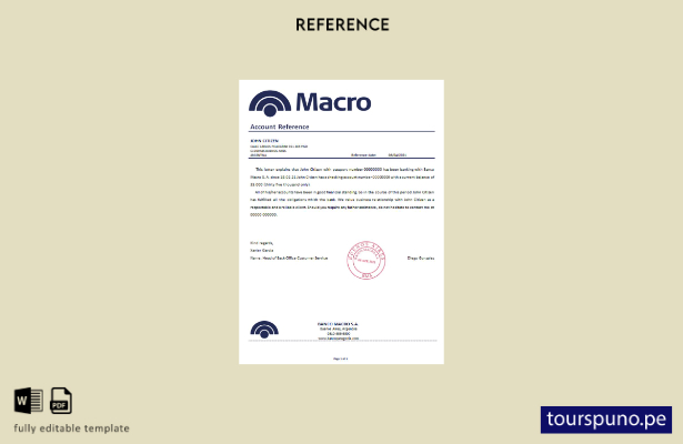 Plantilla de referencia del Banco Macro de Argentina lista para imprimir