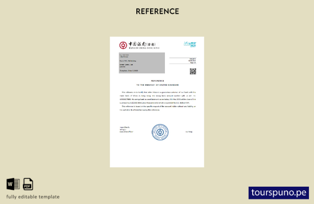 Plantilla de referencia del Banco de China de Hong Kong lista para imprimir