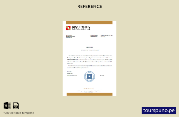Plantilla de referencia del Banco de Desarrollo de China lista para imprimir