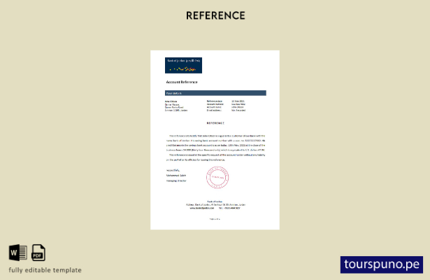 Plantilla de referencia del Banco de Jordania lista para imprimir