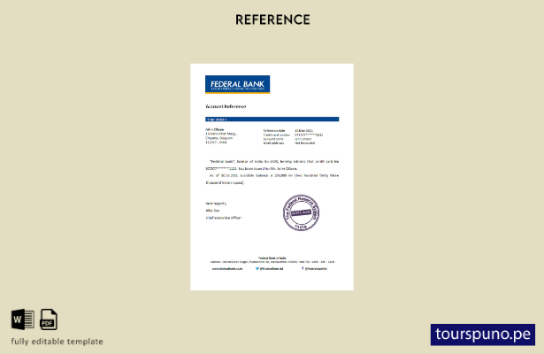 Plantilla de referencia del banco federal de India lista para imprimir