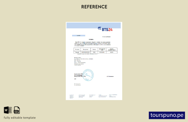 lista para imprimir plantilla de referencia bancaria VTB de Rusia