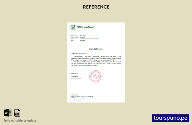 lista para imprimir plantilla de referencia de Vietnam Vietcombank