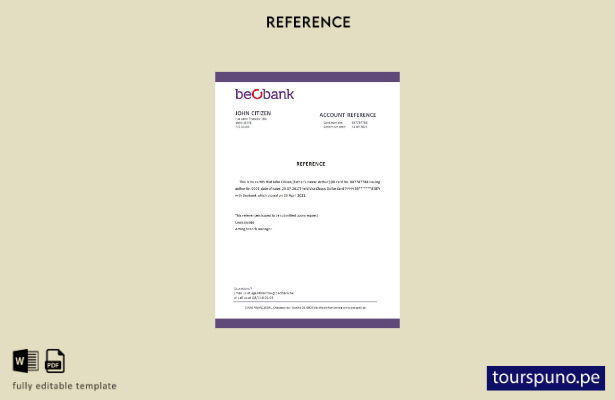 lista para imprimir plantilla de referencia de cierre de Beobank de Bélgica