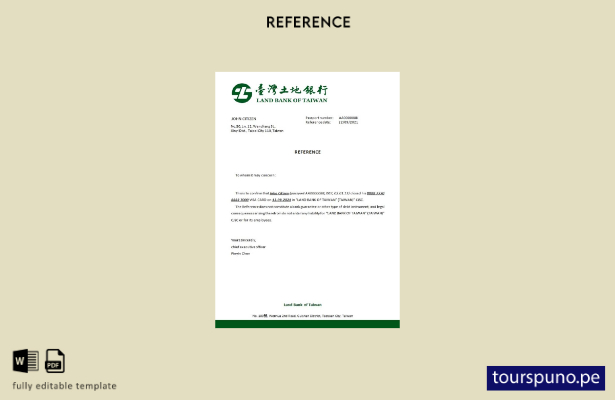 lista para imprimir plantilla de referencia de cierre del Taiwan Land Bank of Ta