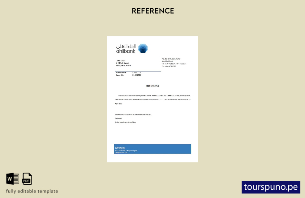 lista para imprimir plantilla de referencia de cierre del banco Qatar Ahli