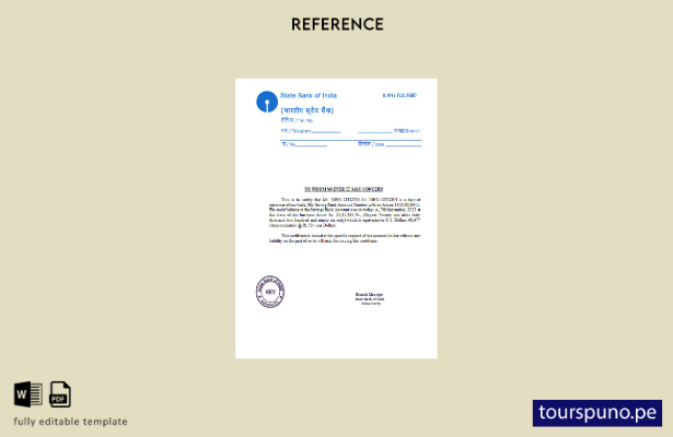 lista para imprimir plantilla de referencia del Banco Estatal de India de India