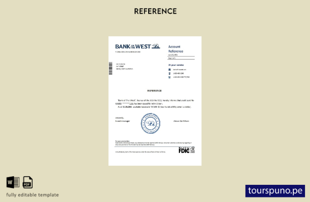lista para imprimir plantilla de referencia del Banco de Occidente de EE. UU.