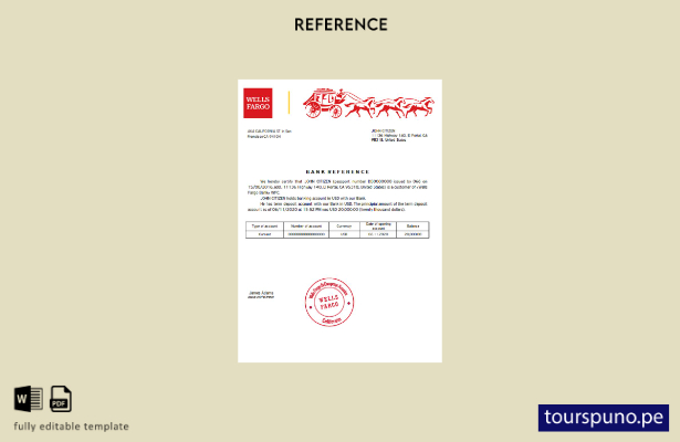 lista para imprimir plantilla de referencia del banco Wells Fargo de EE. UU.