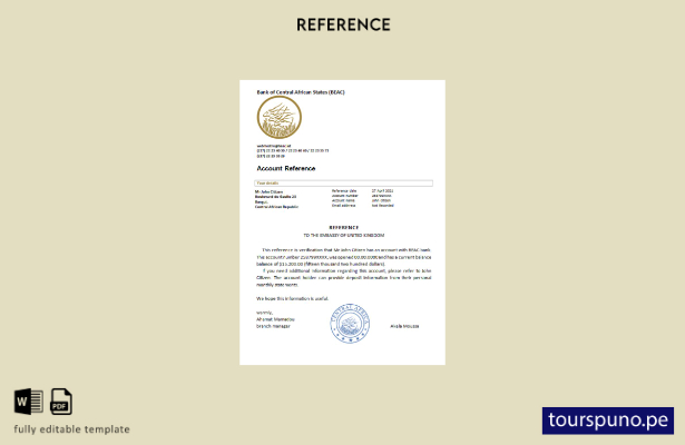 lista para imprimir plantilla de referencia del republicbank de África Central