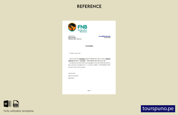 listo para imprimir Botswana FNB de la plantilla de referencia de cierre de Bots