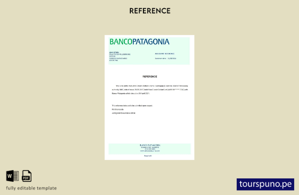 listo para imprimir plantilla de referencia de cierre de Bancopatagonia Argentin