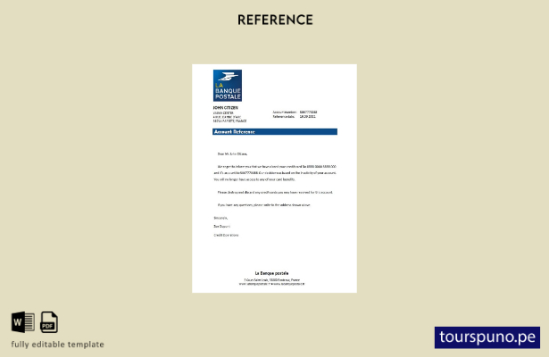 listo para imprimir plantilla de referencia de cierre de Francia La Banque Posta