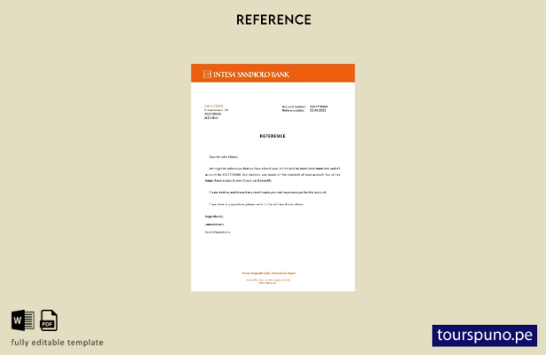 listo para imprimir plantilla de referencia de cierre del banco Intesa Sanpaolo
