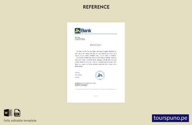 plantilla de referencia del Banco Nacional de Jamaica lista para imprimir