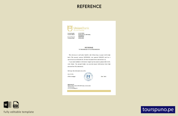 plantilla de referencia del Liechtenstein Union Bank lista para imprimir