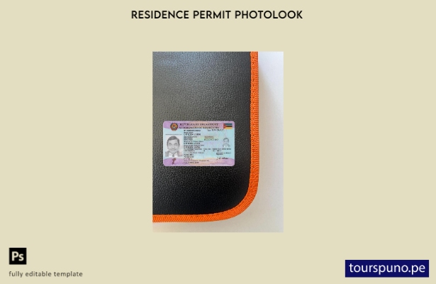 Plantilla frontal de aspecto fotográfico de tarjeta de residencia de Mozambique
