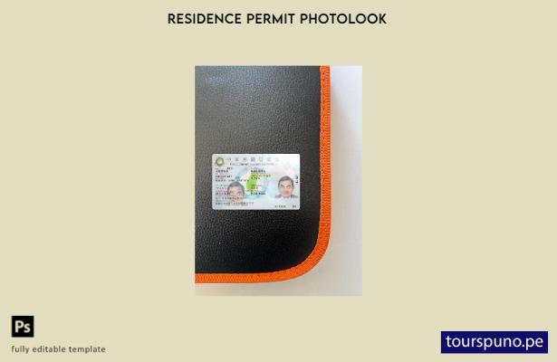 Plantilla frontal de aspecto fotográfico del permiso de residencia en Taiwán lis
