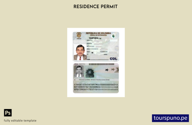 Plantilla de permiso de residencia en Colombia lista para imprimir