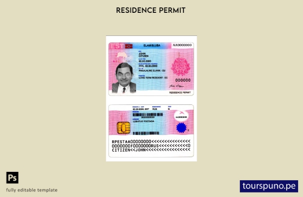 Plantilla de permiso de residencia en Estonia lista para imprimir