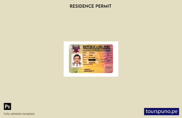 Plantilla de permiso de residencia en Perú lista para imprimir