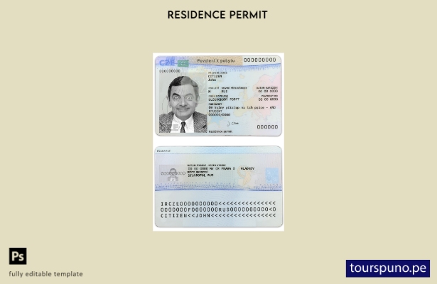 Plantilla de tarjeta de residencia permanente checa lista para imprimir