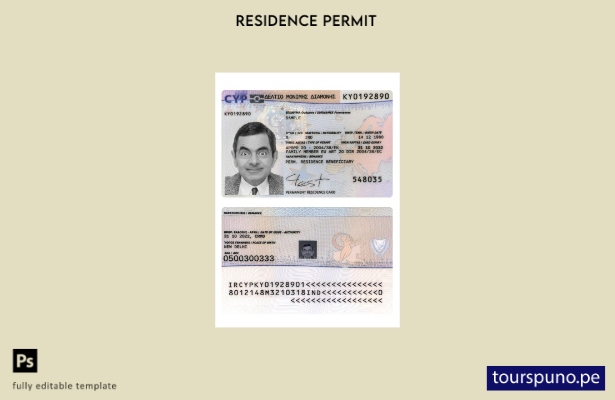 listo para imprimir plantilla actual de permiso de residencia en Chipre