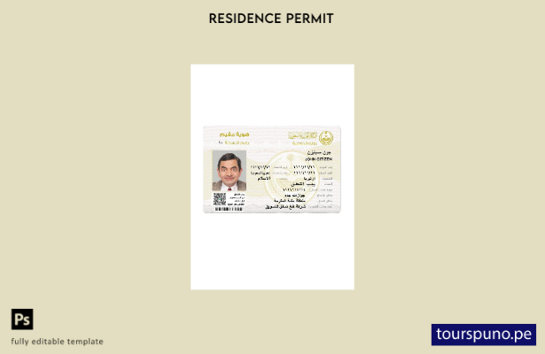 listo para imprimir plantilla de nuevo permiso de residencia de Arabia Saudita (