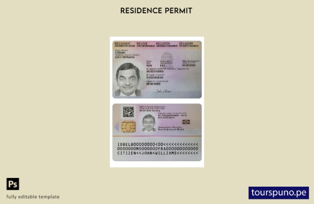 listo para imprimir tarjeta de residencia en Bélgica, plantilla actual