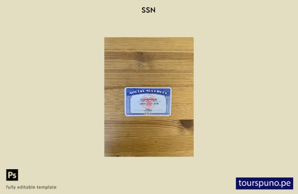 listo para imprimir USA SSN photolook fondo de mesa de madera brillante plantill
